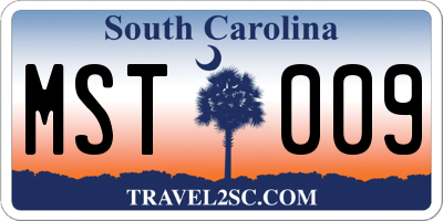 SC license plate MST009