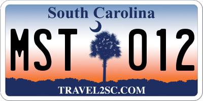 SC license plate MST012