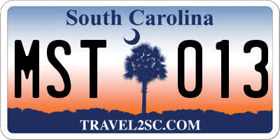 SC license plate MST013