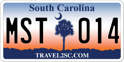 SC license plate MST014
