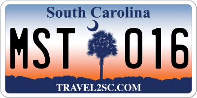 SC license plate MST016