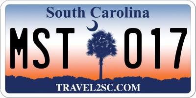 SC license plate MST017