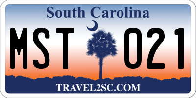 SC license plate MST021