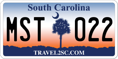 SC license plate MST022