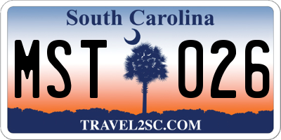 SC license plate MST026
