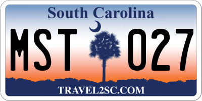 SC license plate MST027