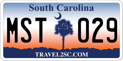 SC license plate MST029