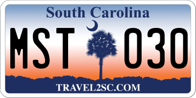 SC license plate MST030