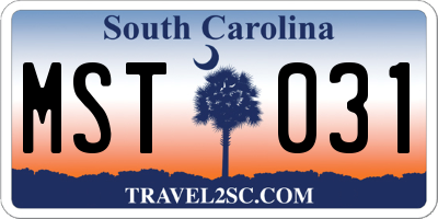 SC license plate MST031