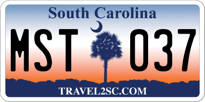 SC license plate MST037