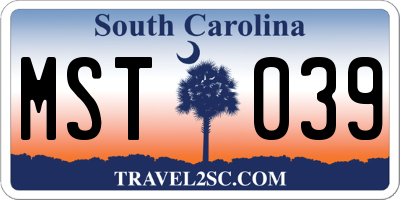 SC license plate MST039