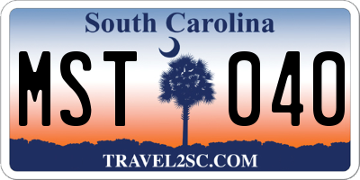 SC license plate MST040