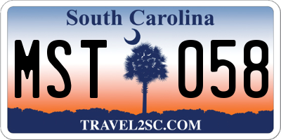 SC license plate MST058