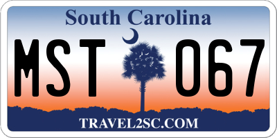 SC license plate MST067
