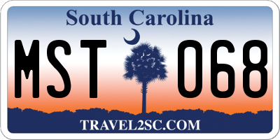 SC license plate MST068