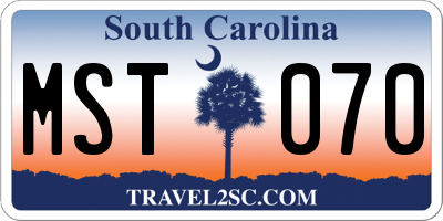 SC license plate MST070
