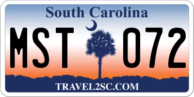 SC license plate MST072