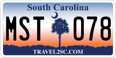 SC license plate MST078