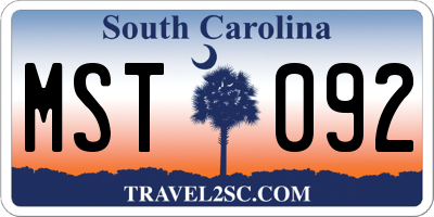 SC license plate MST092