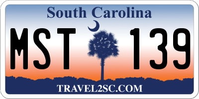 SC license plate MST139