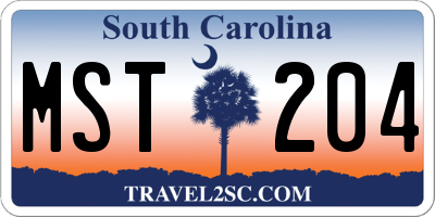 SC license plate MST204