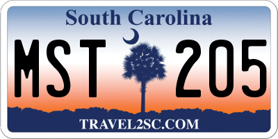 SC license plate MST205