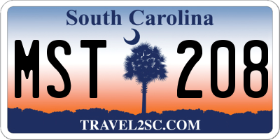SC license plate MST208