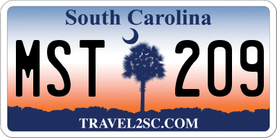 SC license plate MST209