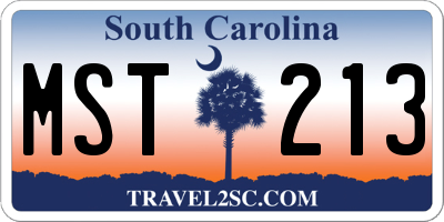 SC license plate MST213