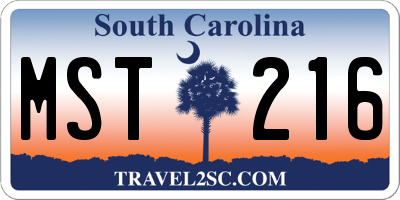 SC license plate MST216