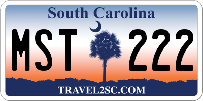 SC license plate MST222