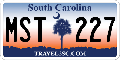 SC license plate MST227