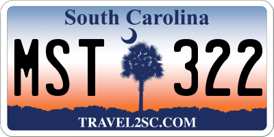 SC license plate MST322