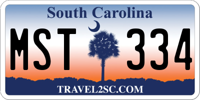 SC license plate MST334
