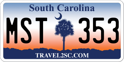 SC license plate MST353