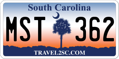 SC license plate MST362
