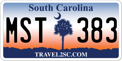 SC license plate MST383