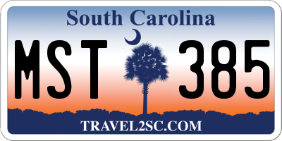 SC license plate MST385