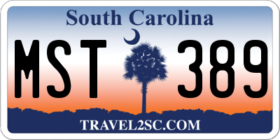 SC license plate MST389
