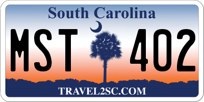SC license plate MST402