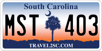 SC license plate MST403
