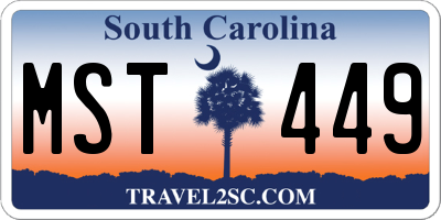 SC license plate MST449