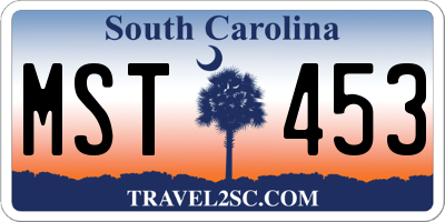 SC license plate MST453