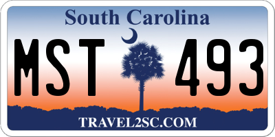 SC license plate MST493