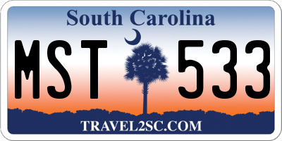 SC license plate MST533
