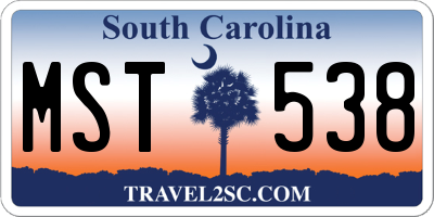 SC license plate MST538