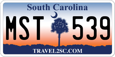 SC license plate MST539