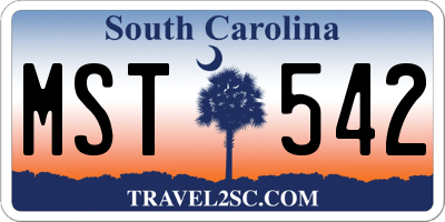 SC license plate MST542