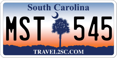SC license plate MST545