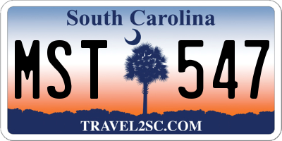 SC license plate MST547